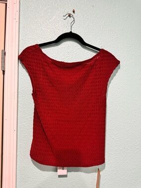 Reformation Darla Red Textured Knit Boatneck Top -  Women